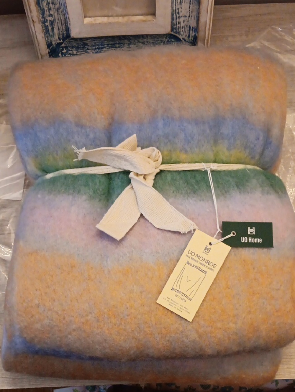 Monroe Faux Mohair Throw Blanket In Pink & Teal Drom Urbsn Outfitters Home - Picture 3 of 10